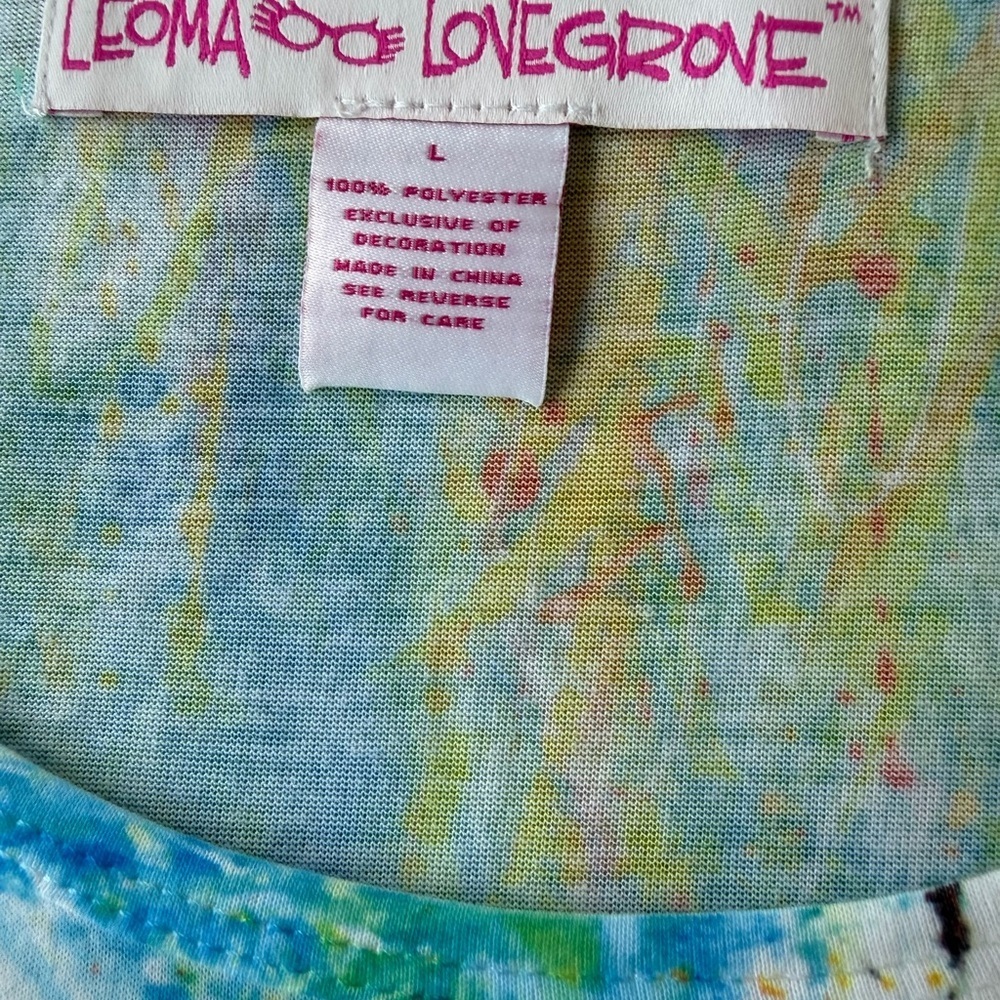 Leoma Lovegrove Sea Turtle Art Tunic Top L Coastal Florida Artist Wearable - Picture 3 of 5